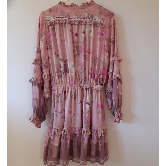 SPELL & THE GYPSY Wild Bloom Blush Pink Long Sleeve Playdress Mini Dress NWT - Picture 4 of 8